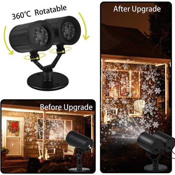 Christmas Projector Lights Outdoor, Double Head Snowflake Projector LED Lights - Picture 4 of 6